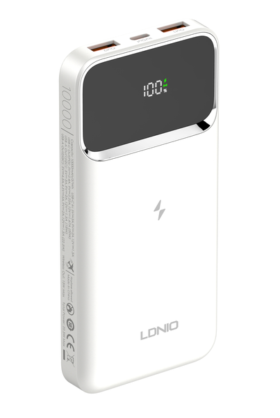 10000mAh Led Digital Display 15W With Dual USB Ports Wireless Power Bank