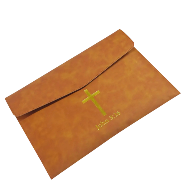 Classy Brown PU Leather Bible Cover Bag