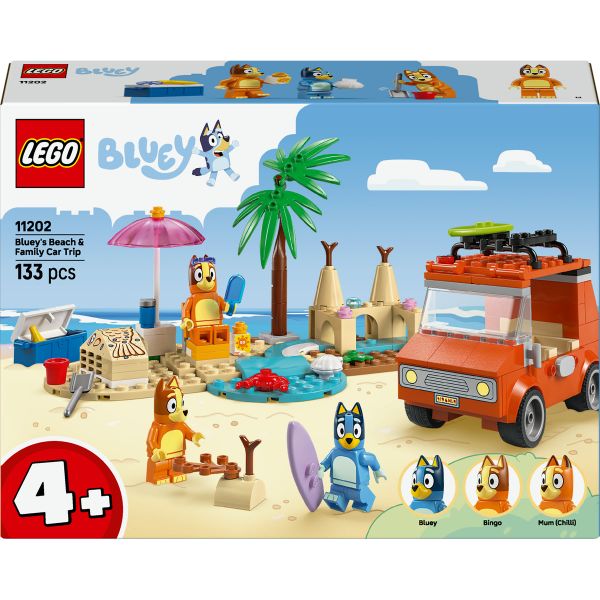 LEGO® Bluey: Bluey’s Beach &amp; Family Car Trip, Preschool Toy Building Kit 11202
