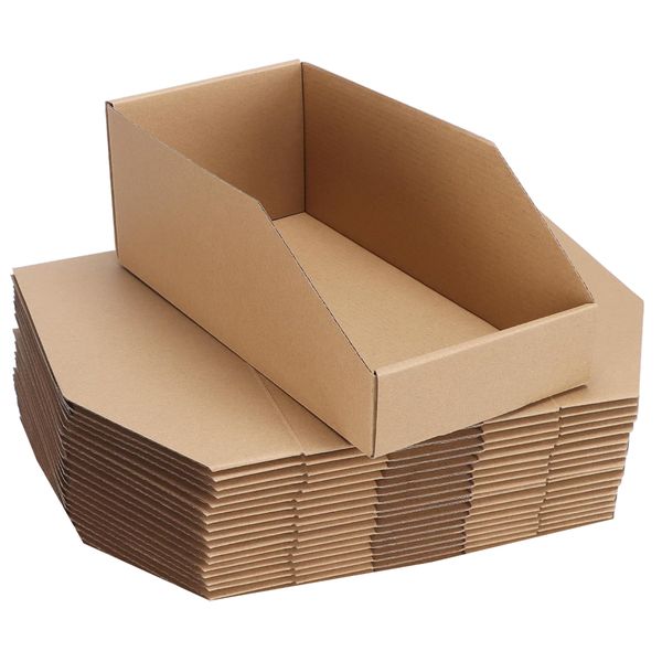 Stationery Corrugated Cardboard Open Top Storage Bin Organiser 18pcs - 30cm