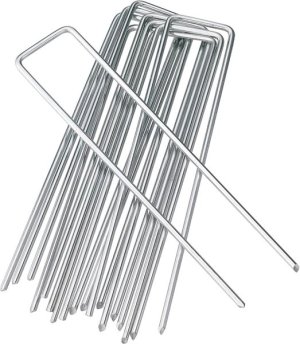 100-Pack Galvanized Landscape Staples Garden Stakes For Lawn Fence-15cm
