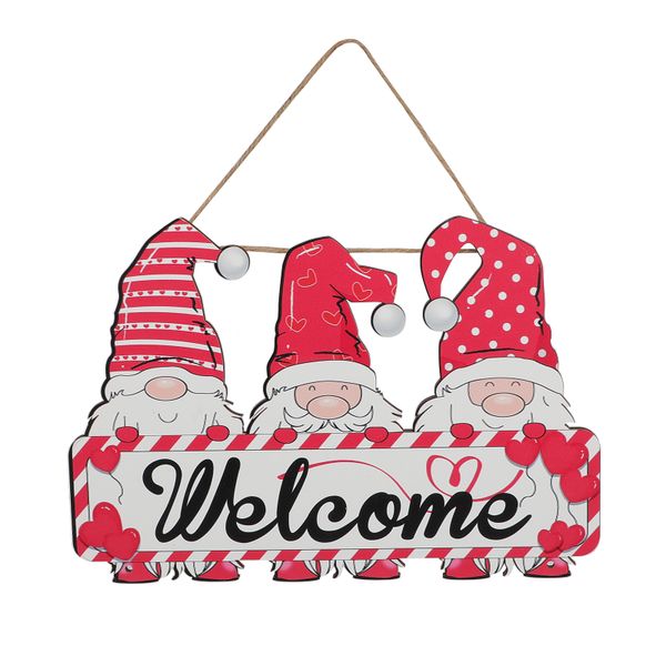Red Santa Dwarf Wooden Sign