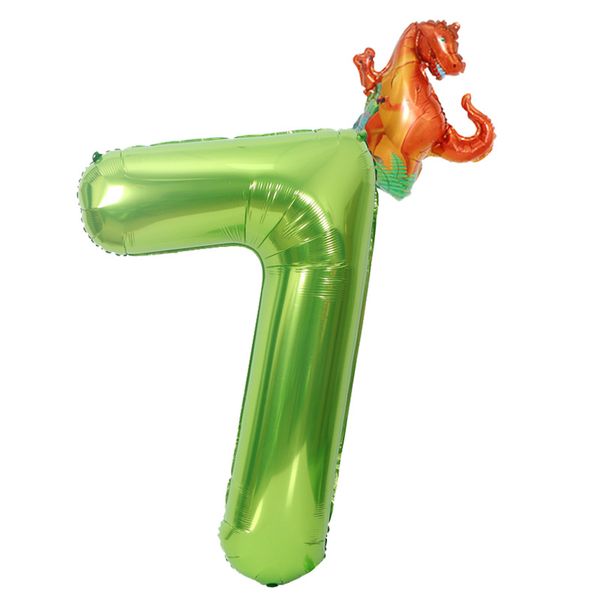 40 Inch Dinosaur Birthday Balloon Number 7 Large Size