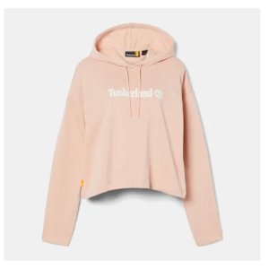 Timberland Linear Logo Relaxed Fit Cropped Hoodie For Women