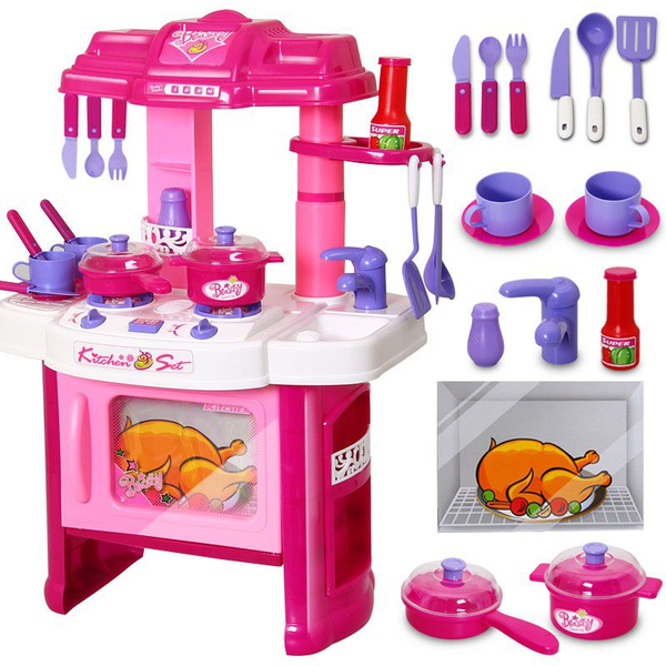 Children Pretend Play Kitchen Cook Playset Toy