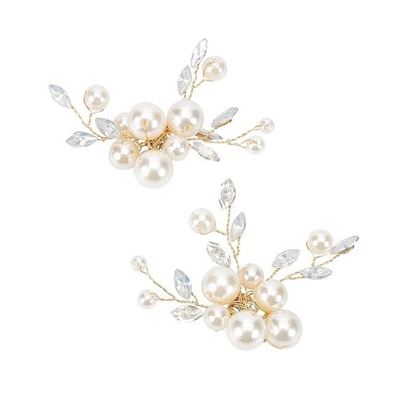 2 Pack Crystal Simulated Pearl Shoe Clips, DIY Bridal Floral Shoe Buckle