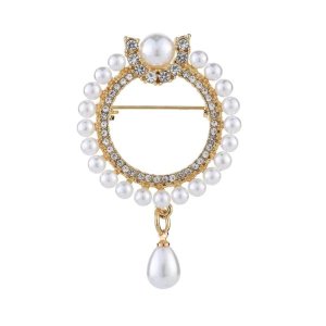 Elegant Women Rhinestone Round Brooch