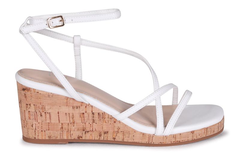 Linzi Ladies - AMINAH Soft Faux Leather Sandals - White PU