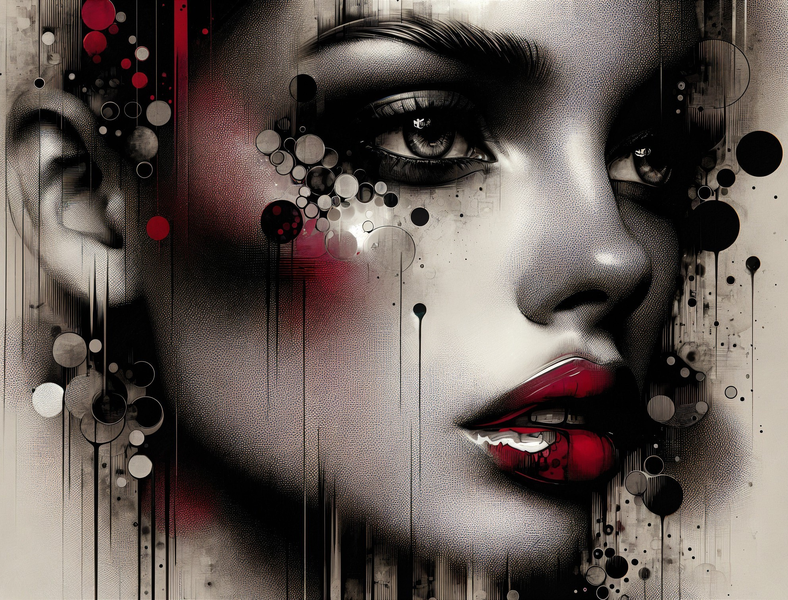 Modern Canvas Wall Art Home Decor - Red Lip Accent