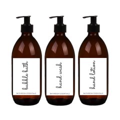 Luxe Glass Bottle Dispenser Set - Bubble Bath, Hand Wash &amp; Lotion - 500ml
