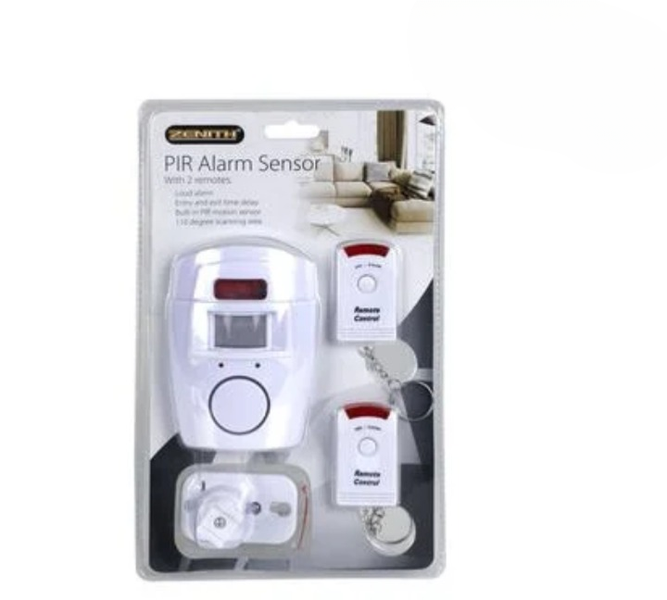 Portable Battery PIR Motion Alarm - Includes 2 Remote Controls