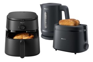 Philips Modern Kitchen Trio - Matte Black Airfryer, Kettle &amp; Toaster Set