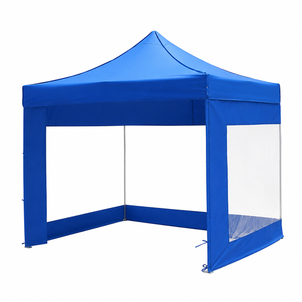 3x3m Blue Canopy Sidewall for Gazebo With Clear PVC Panels, Oxford Cloth
