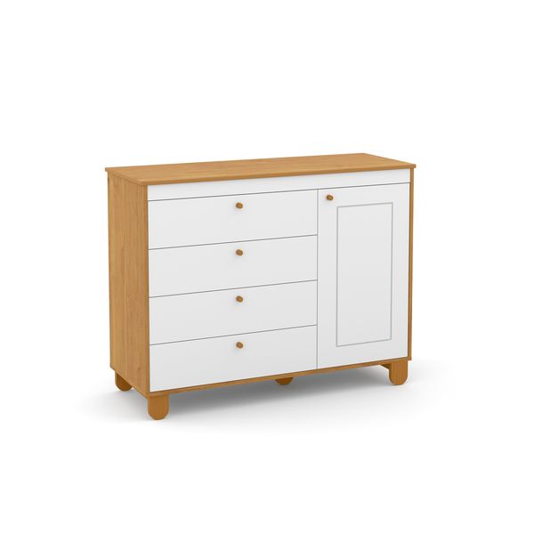 George &amp; Mason Baby - Zupy 4 Drawer 1 Door Chest of Drawers - White &amp; Natural