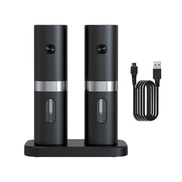 Electric Salt and Pepper Grinder Set Rechargeable - Stainless Steel