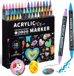 XRK 48 Colors Dual Tip Acrylic Paint Pens DIY Art Supplies