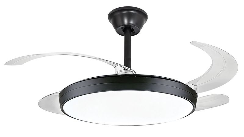 Retractable Black Ceiling Fan with Lights