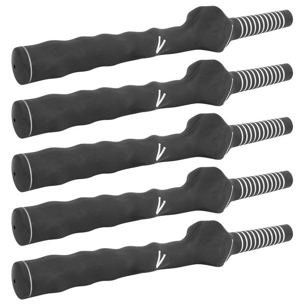 Golf Swing Grip Compatible with Club Hand, 5PCS Rubber Training Aid Black