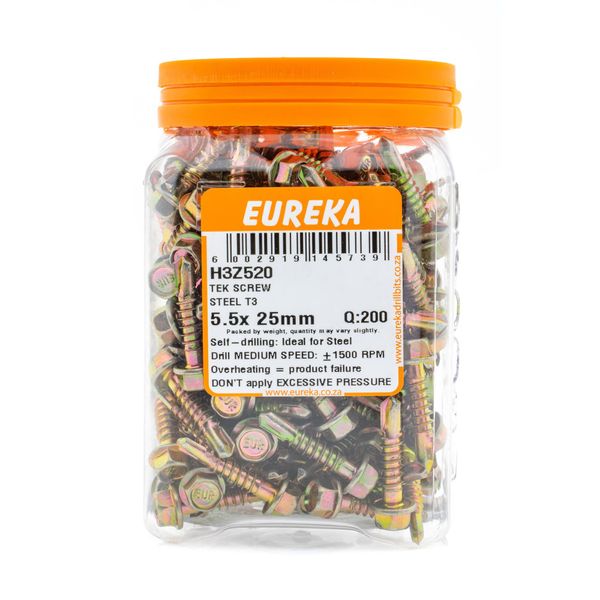 EUREKA Tek Screw Hex Head Coarse Thread 5.5 x 25mm Q:200 H3Z520