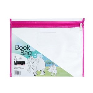 Meeco: Book Bag with Zip Closure - Pink Piping