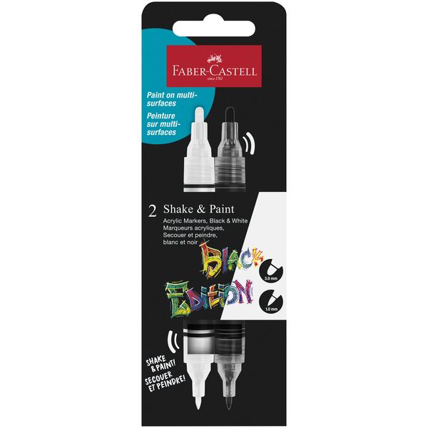 Faber-Castell Black Edition Shake&amp;Paint Acrylic markers 2x(black &amp;white)