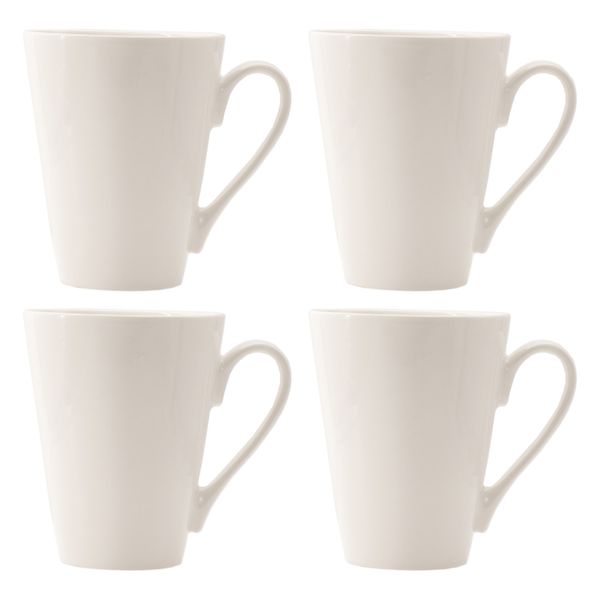 Regent White v-Shape Coffee Mug 4 Pack, 320ml