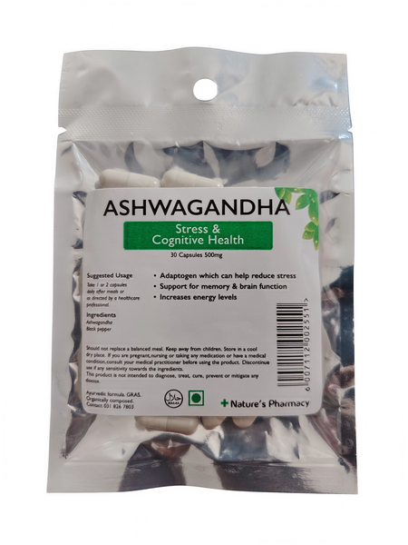 500mg Ashwagandha Capsules For Stress Management &amp; Cogitive Health (30)