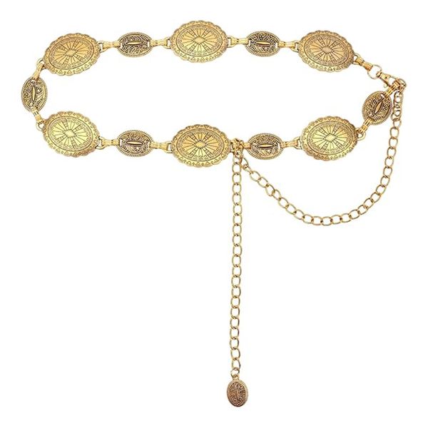 Belts for Woman - Metal Concho Belts - Waist Fashion Cowgirl Chain Belt