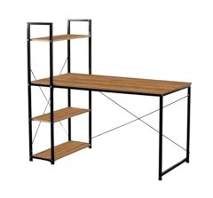 Trendy Elegant Industrial Workstation Desk with Shelving