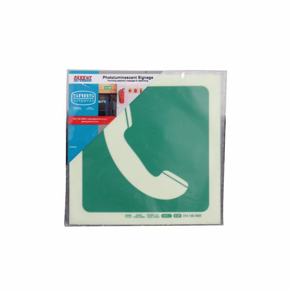Parrot Products Photoluminescent Safety Sign E20 Telephone 190mm