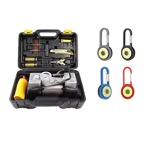 Portable Air Compressor With Tire Repair Kit and 4 Pieces LED Keychain