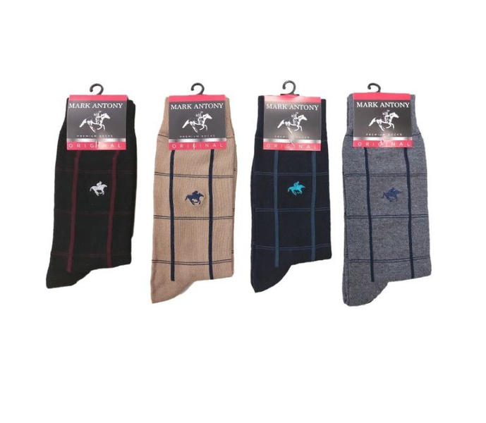 Mark Antony Designer Cotton Blend Fashion Grid Dress Socks - 4 Pack
