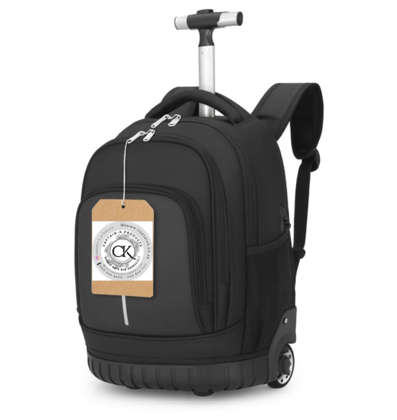 Captain - K Waterproof Trolley Rolling Backpack with Double Handle &amp; Wheels