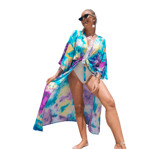 Iconix Women's Tie-Dye Rainbow Beach Cover Up