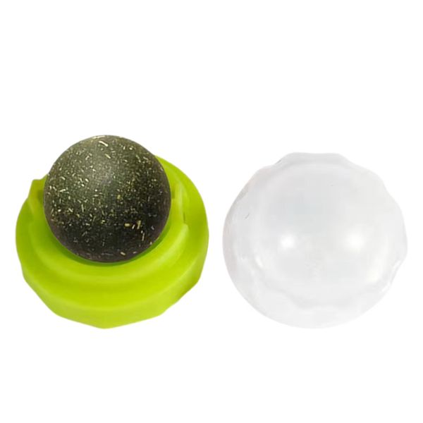 Round Catnip Roller Ball Cat Toy Wall Mounted 360 Rotating - White