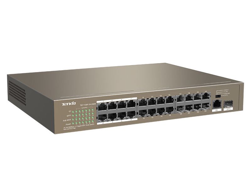 Tenda 26 Port with 24 PoE 225W 1 SFP/Gigabit Combo Switch TEF1126P-24-250W