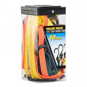 Smart Straps Flatstrap Bungee Cords - Value Pack of 10 Piece Assortment