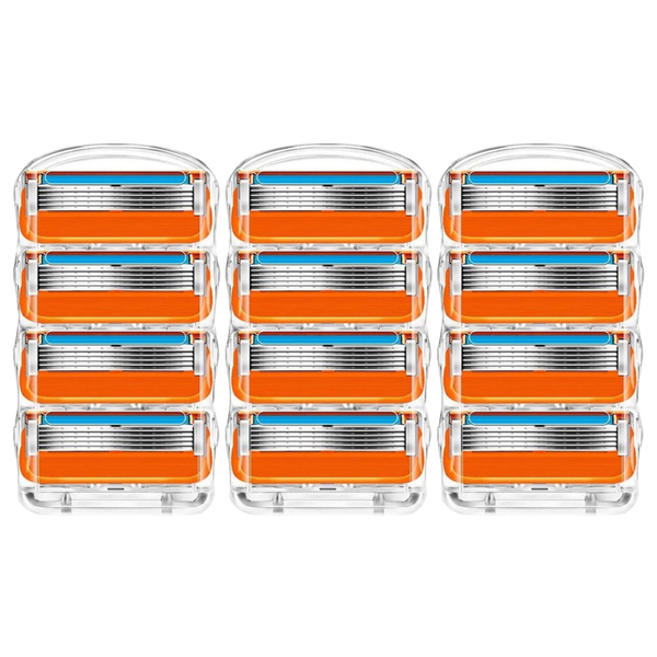 BASED 12-Pack Fusion 5 Compatible Razor Blades | 5-Layer Precision Shave