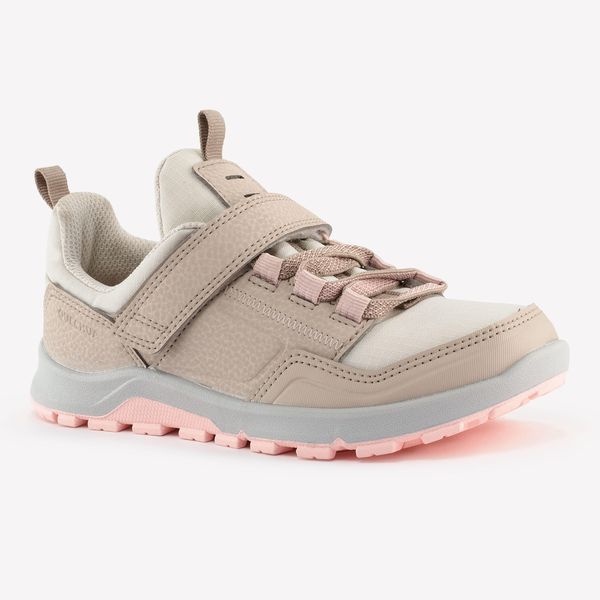 Quechua Kids Hook &amp; Loop Hiking Boots - NH500 Low-rise - Linen &amp; Pink