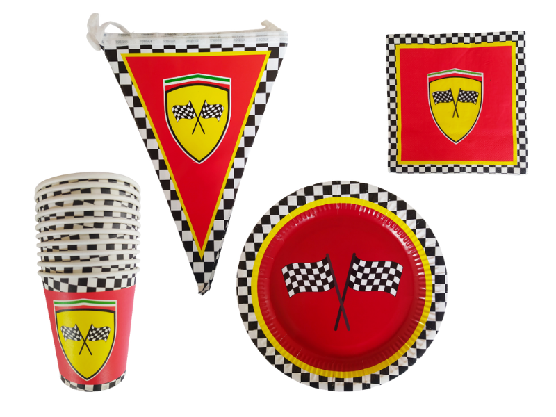 F1 Racing Party Decoration - 50pc - Birthday Decor - Black, Red &amp; Yellow