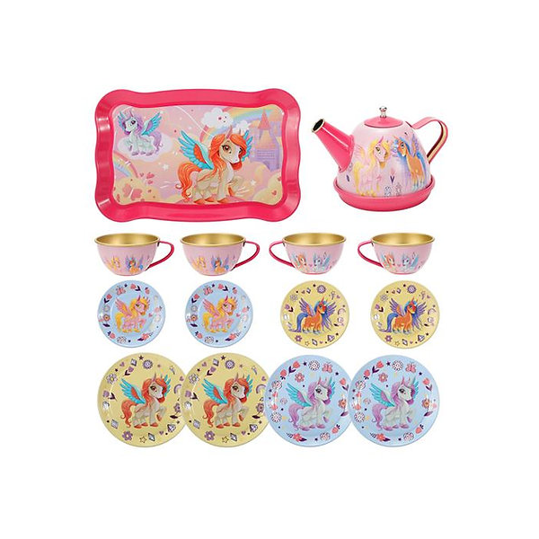 14 Piece Pretend Play Princess Metal Tea Set