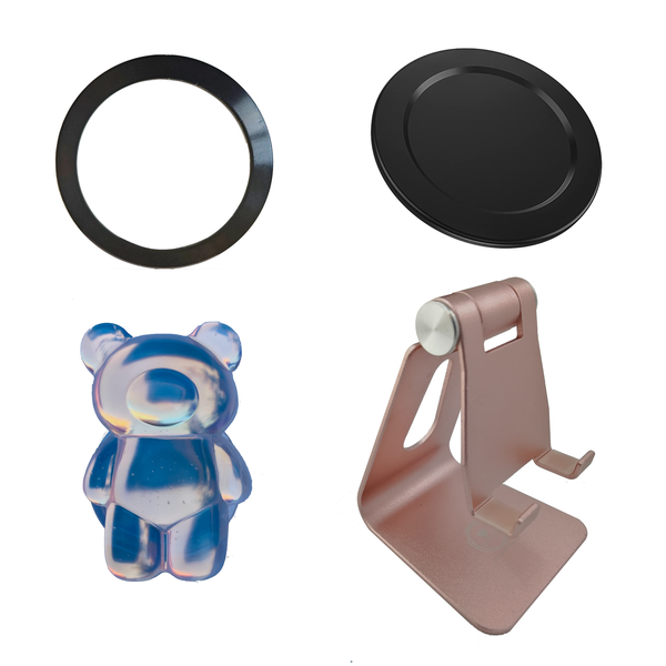 Pop Socket; Magnetic Ring; Magnetic Disk Base and Adjustable Phone Stand.