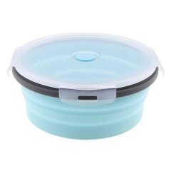Foldable Folding Round Silicone Lunch Box Portable Container Bowl 800ml Be