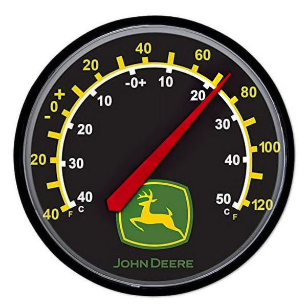 John Deere Round Origional Trademark Thermometer