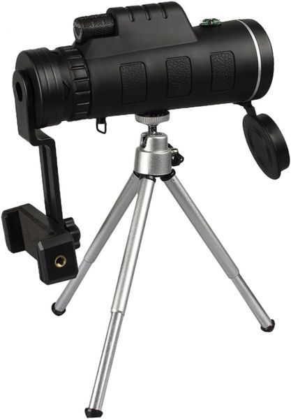 Portable Low Light Night Monocular with Lens, Phone Clip, Tripod &amp; Compass