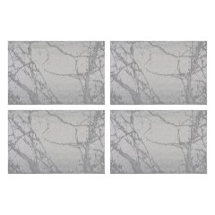 Regent Place Mats Woven Pvc Silver Marble - 4Pieces Roll (300X450Mm)