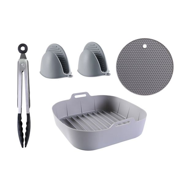 Airfryer Silicone Liners,Reusable Liners with Gloves,Food Tong and Mat