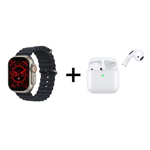 Black Smart Watch &amp; TWS Wireless Earphones Combo
