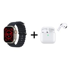 Black - Fitness Tracker Smart Watch &amp; TWS Wireless Earphones Combo
