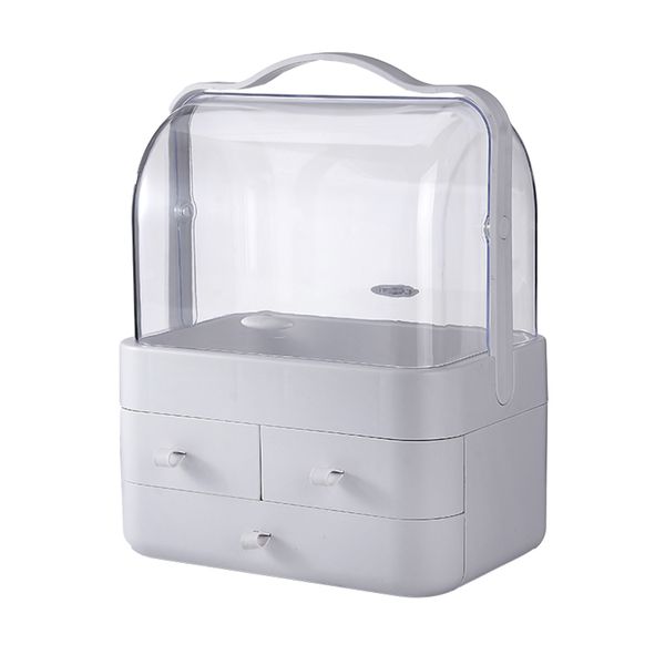 Everglitz Acrylic Cosmetic Organizer Storage Box With Drawers- White &amp; Pink